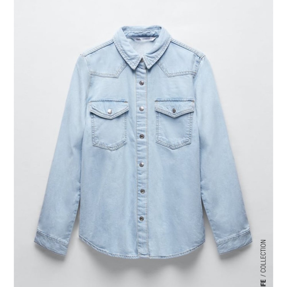 DENIM SHIRT TRF LIGHT BLUE